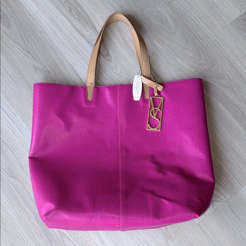 Victoria’s Secret Tote Bag Pink/Gold VS Tag Barbie Glam Bright Colorful Travel